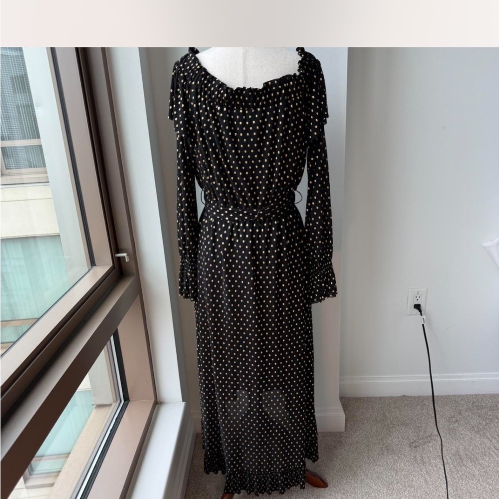 Shoshanna Black and Gold Asymmetrical Ruffled Sundress - Picture 7 of 8